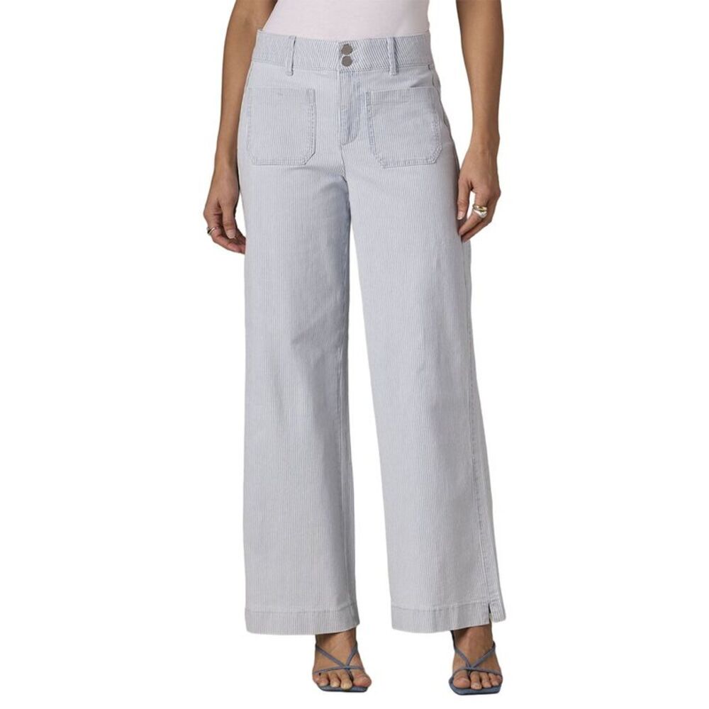 Wit & Wisdom Womens  Powder Blue Emma High Rise Patch Pocket Wide Leg Jean, Blue